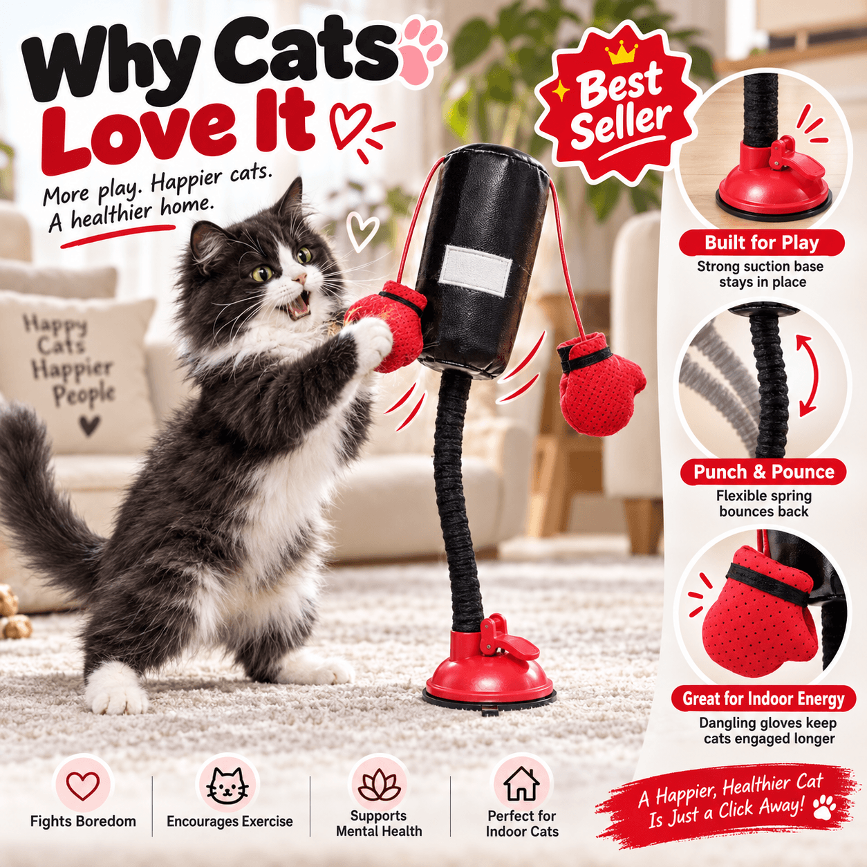 MEWLIO PunchPaws cat boxing toy